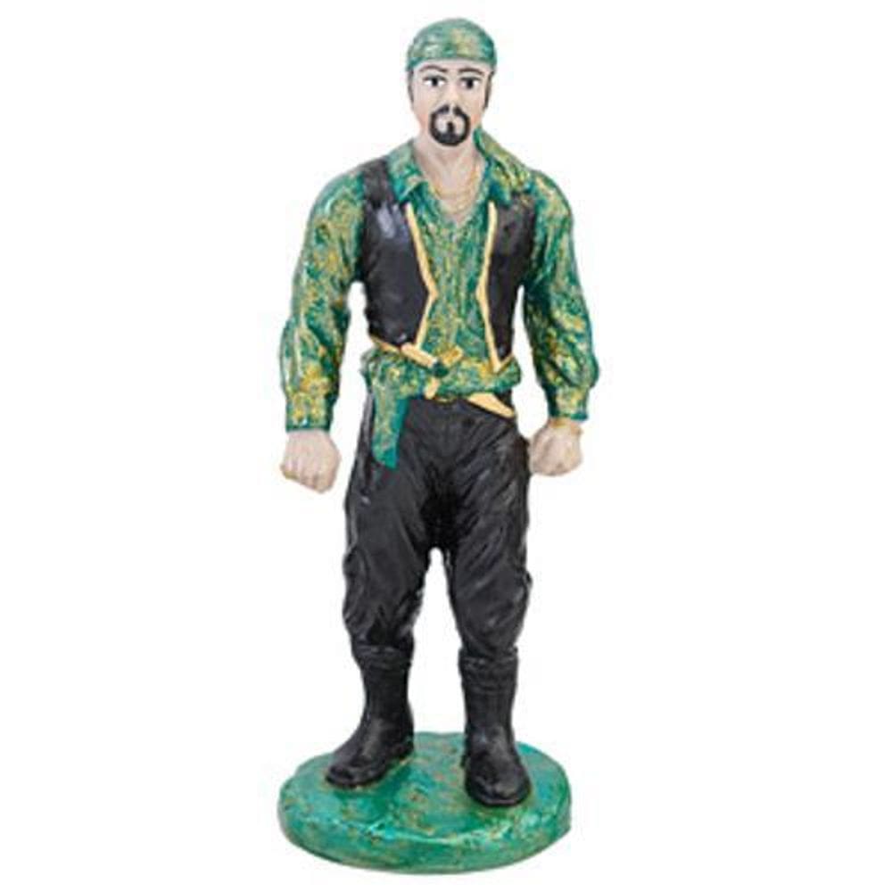 Escultura Cigano Verde Escuro 15 Cm Em Resina