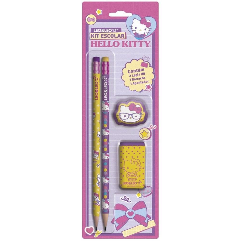 Kit Escolar Hello Kitty Hb com 04 Peças - Leonora