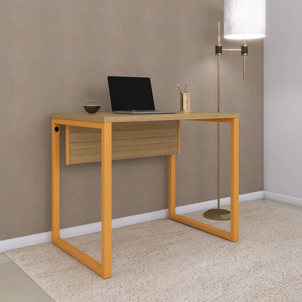 Mesa para Escritório Industrial 90cm P25 Samba/Laranja Picasso