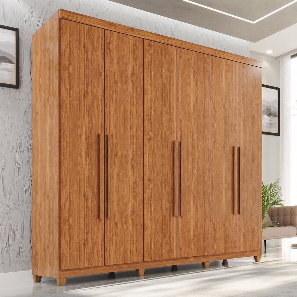 Guarda-roupa Casal 6 Portas 2 Gavetas com Pés 100% Mdf Nápoles Yescasa Cinamomo