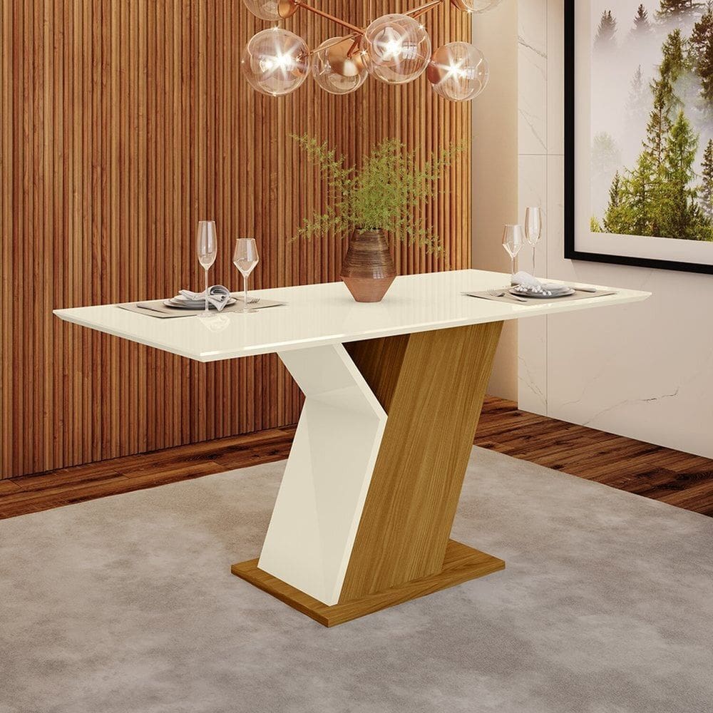 Mesa para Sala de Jantar 160cm Évelin Espreso Móveis Marrom/Off White