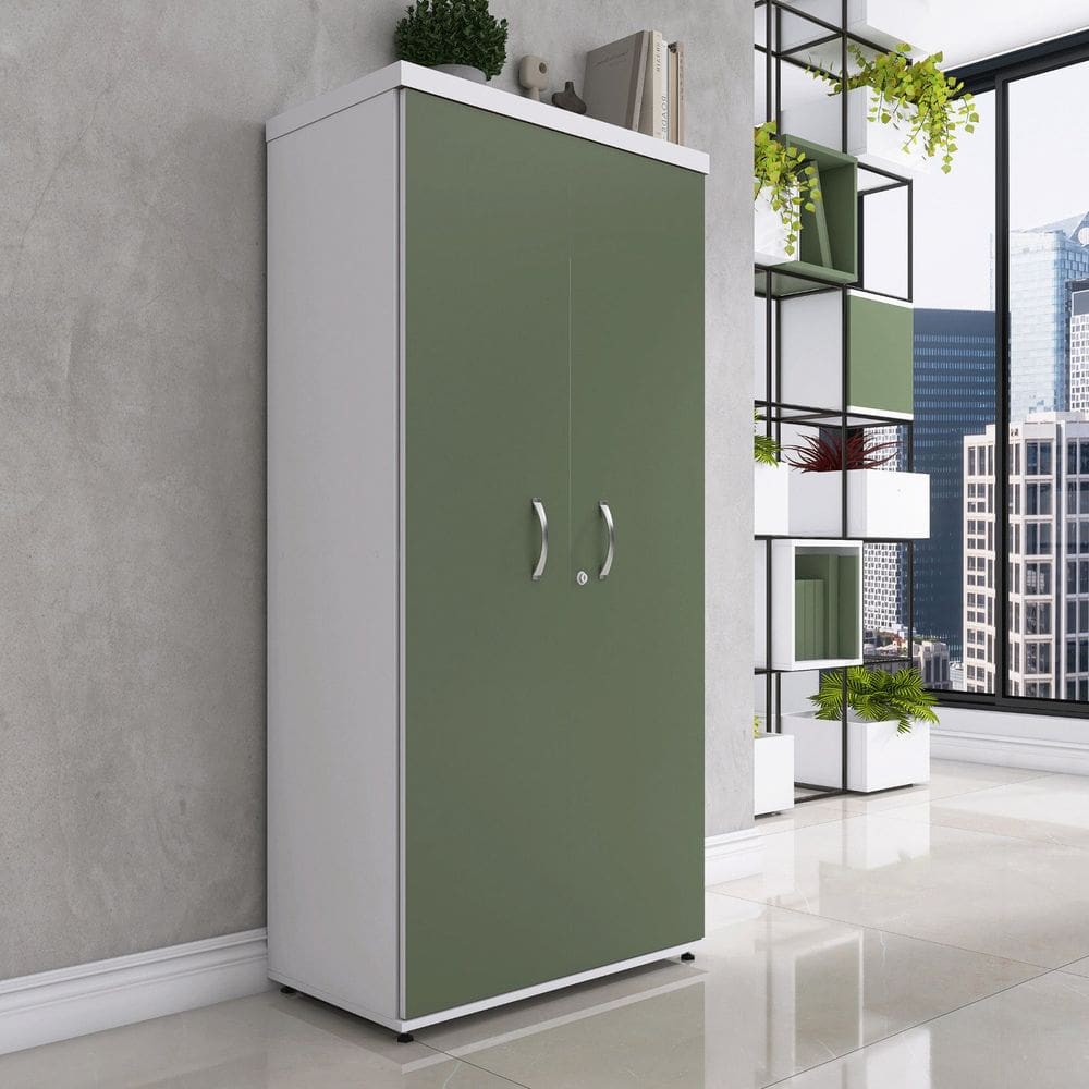 Armario Alto 02 Portas Pivotante 79,2cm X 161,1cm Salvia/Branco