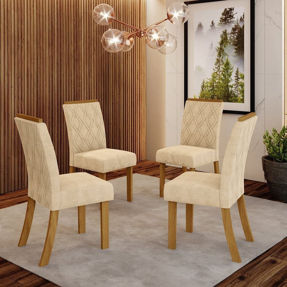 Kit 4 Cadeiras Évelin Espresso Móveis Marrom/Bege