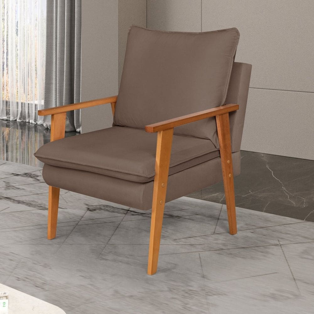Poltrona para Sala de Estar Decorativa Veludo Efatá Marrom