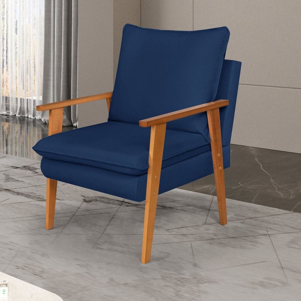Poltrona para Sala de Estar Decorativa Veludo Efatá Azul