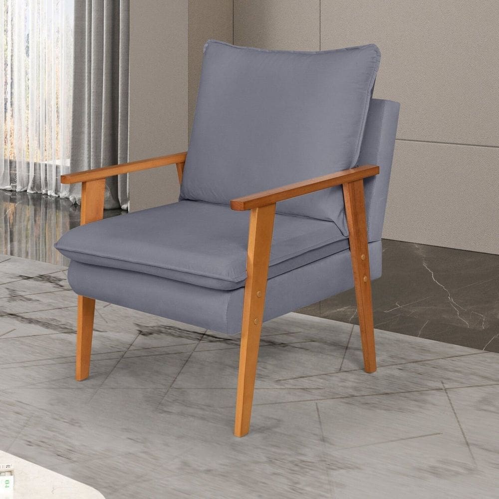 Poltrona para Sala de Estar Decorativa Veludo Efatá Cinza