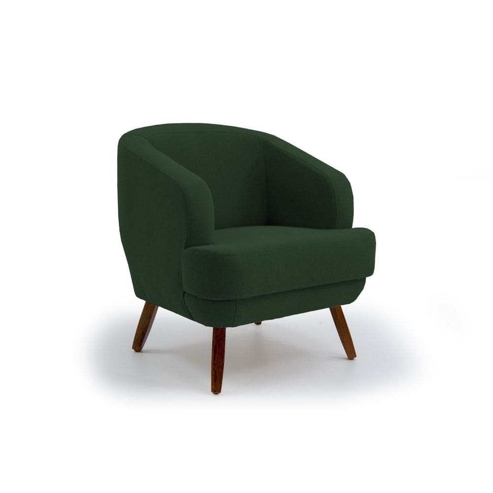 Poltrona para Sala de Estar Pés em Madeira Tamara Verde Escuro