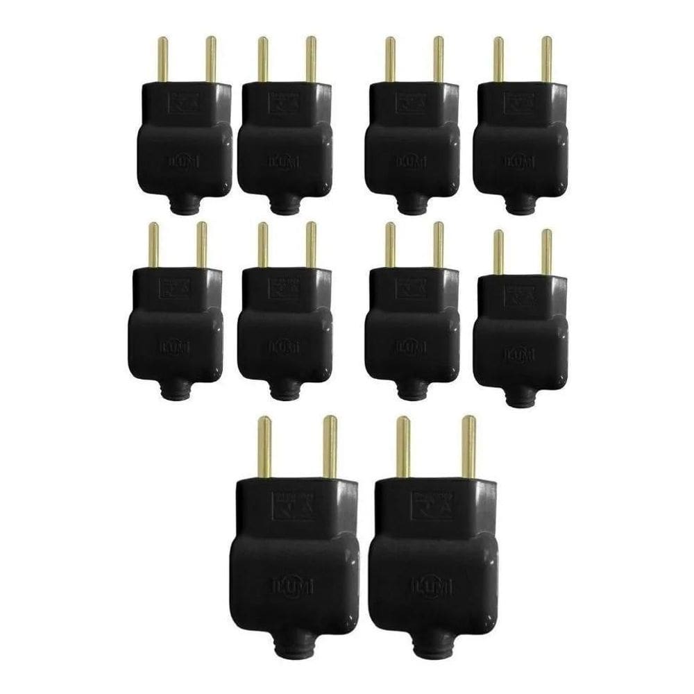 3X Kit Tomadas Pino Prensa Cabo 2P 10A Preto Pct C/10Unid Il