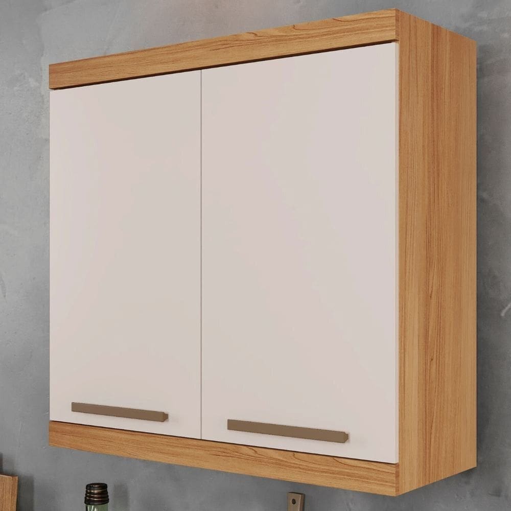 Armário Aéreo para Cozinha 2 Portas Gold Cinamomo/Off White