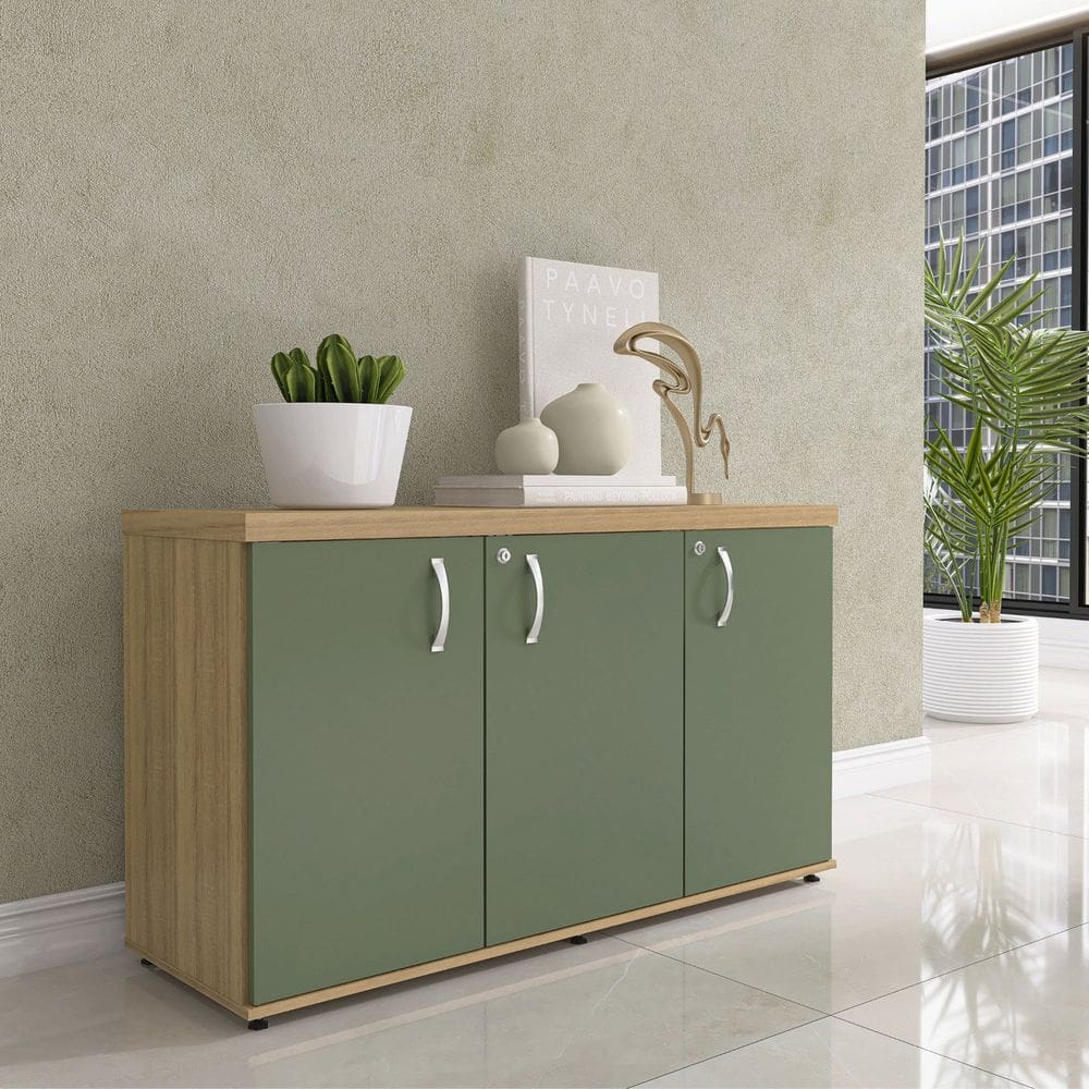 Armário 3 Portas Pivotante Credenza Samba/Salvia