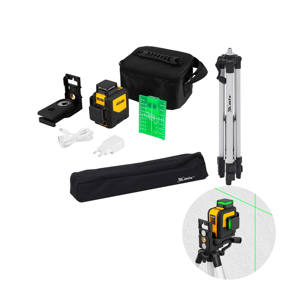 Combo Nível A Laser Verde 360° Nlr 030 Vonder + Tripé Regulável Mtx
