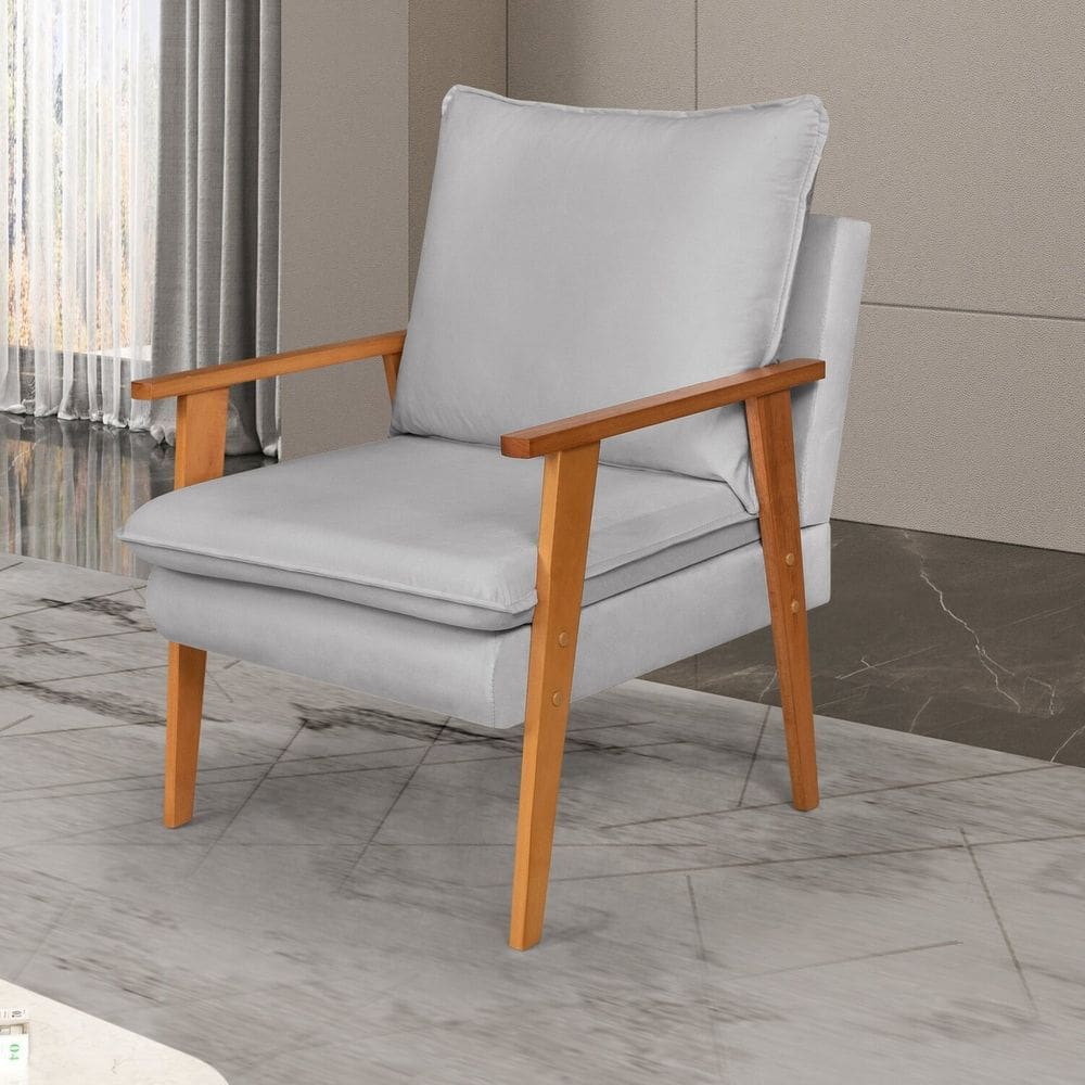 Poltrona para Sala de Estar Decorativa Veludo Efatá Platina