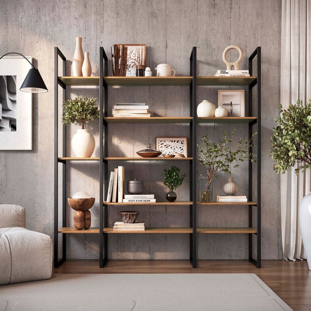 Estante em Ferro com Mdf Estilo Industrial Lisboa Preto