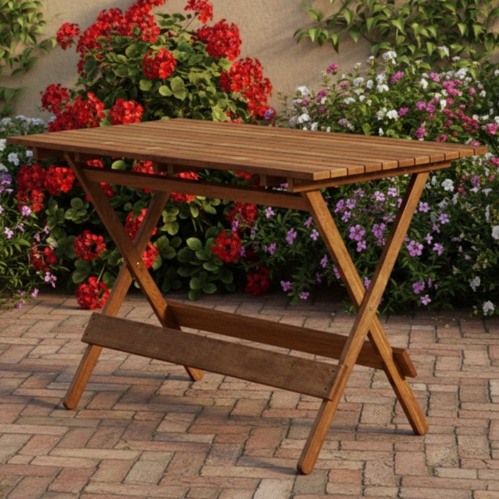 Mesa Dobrável 120x70cm em Madeira Nobre Marrom