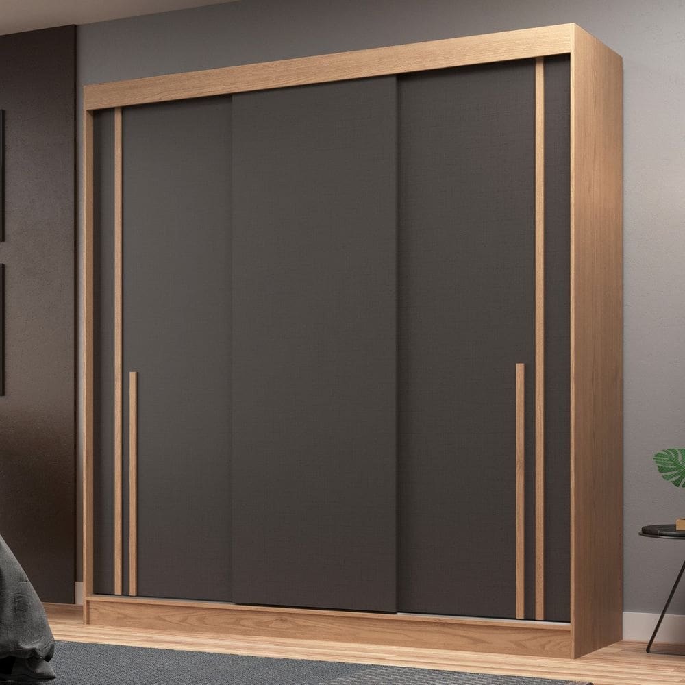 Guarda-roupa 3 Portas 3 Gavetas Lyon New Angelin/Titânio