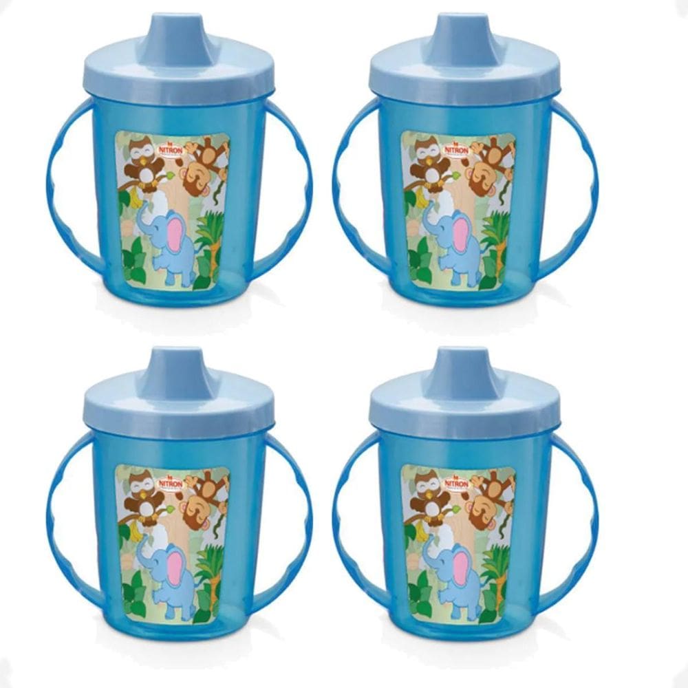 Kit 4 Copo Infantil Alças E Bico 320Ml Bichinhos 6 Meses