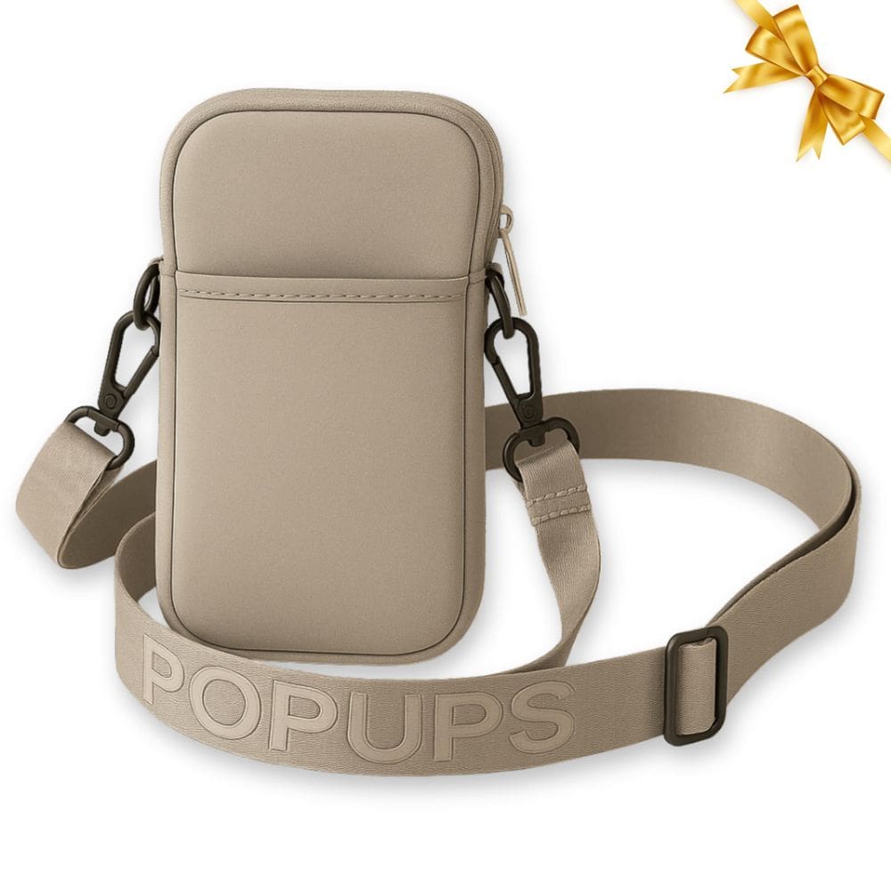 Bolsa de telefone transversal POPUPS de neoprene para mulheres, cinza