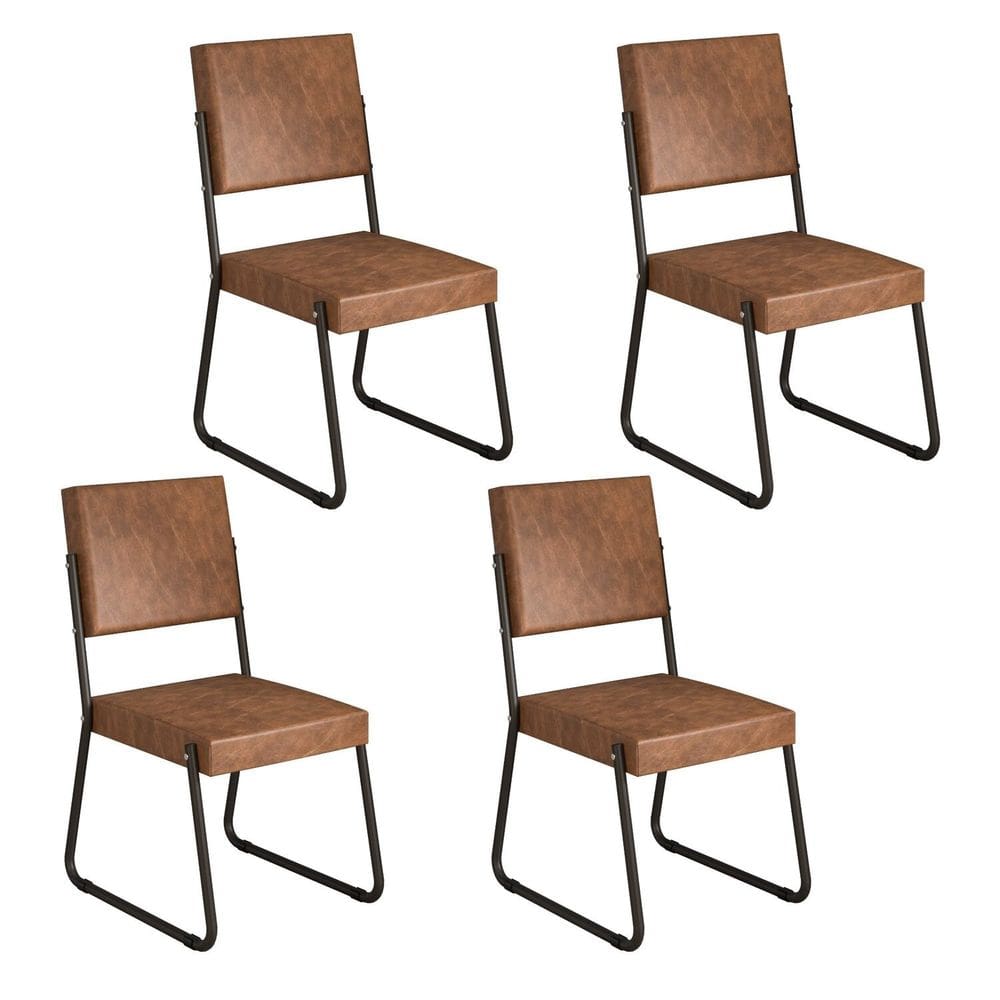 Kit 4 Cadeiras para Sala de Jantar Napoli Marrom / Preto Fosco