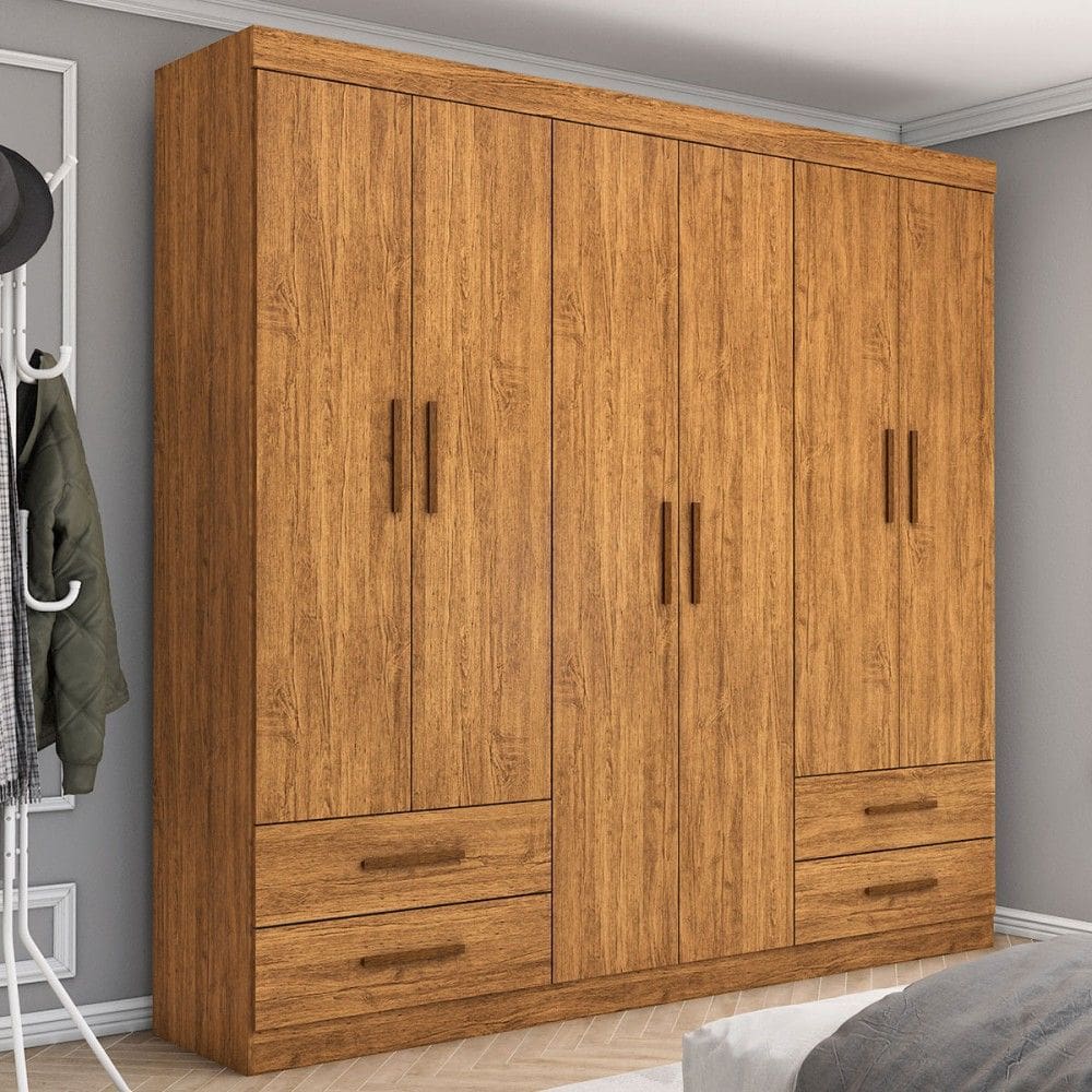 Guarda-Roupa Casal Genova 6 Portas 4 Gavetas Cinamomo - Carioca Móveis