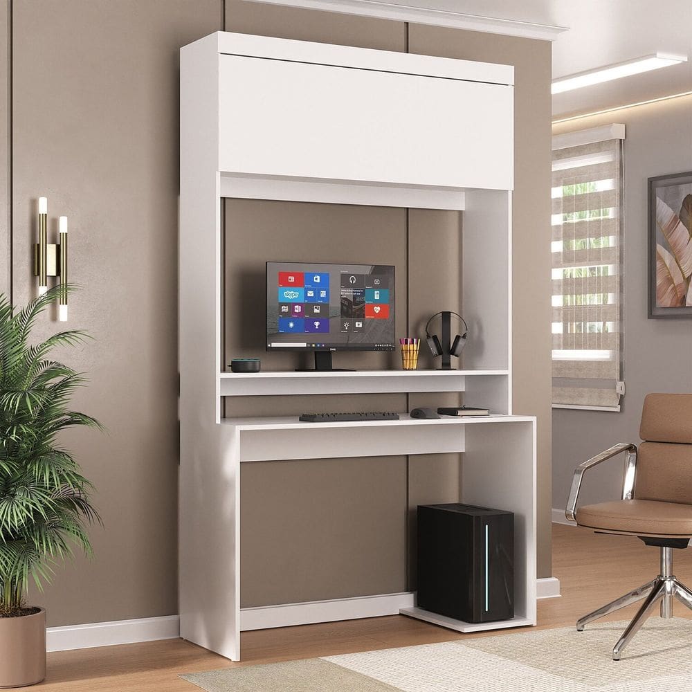 Escrivaninha para Computador 1 Porta Viena Espresso Móveis Branco