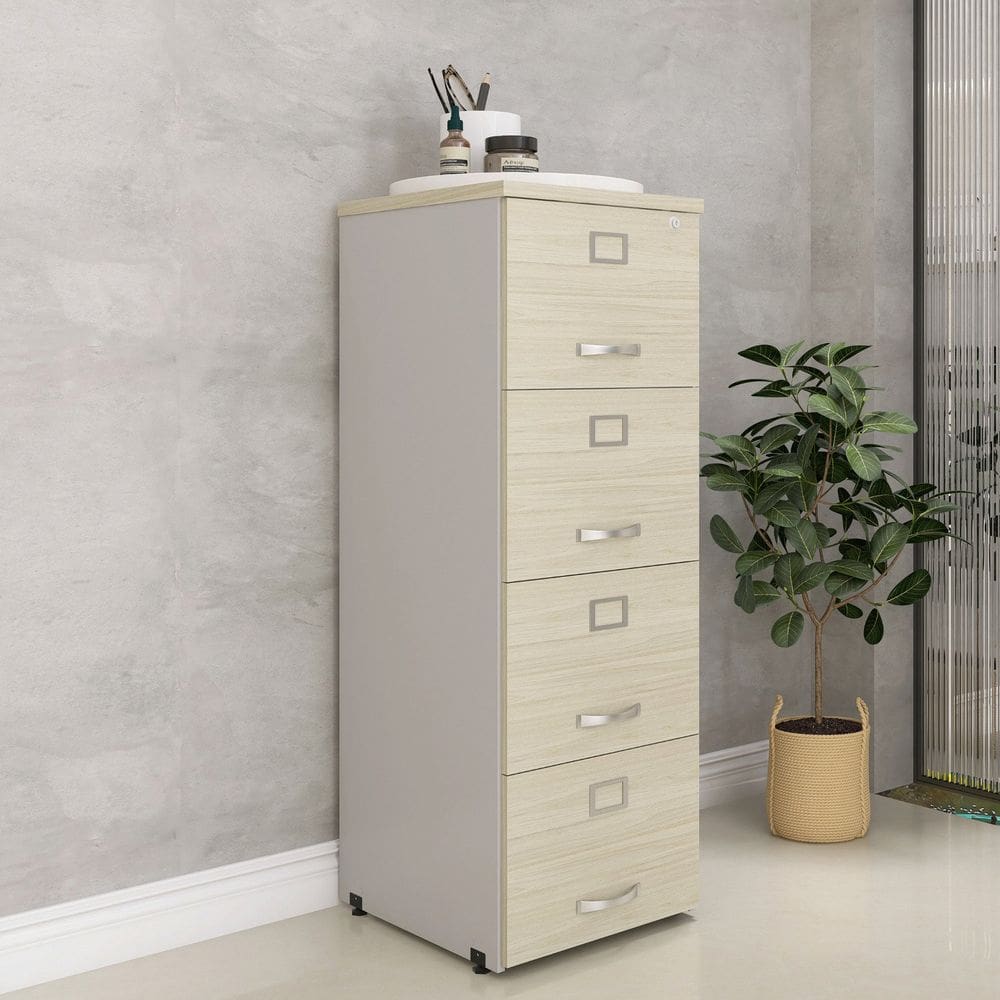 Arquivo de Madeira 4 Gavetas Of04gp25 Cinza/Castanheira Natural