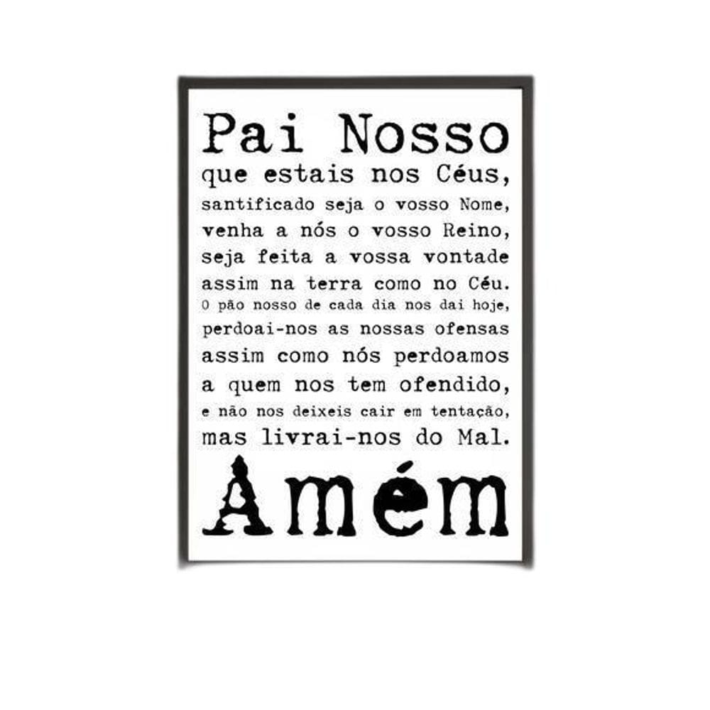 Quadro Oração Pai Nosso 45X34Cm Com Vidro Moldura Preta