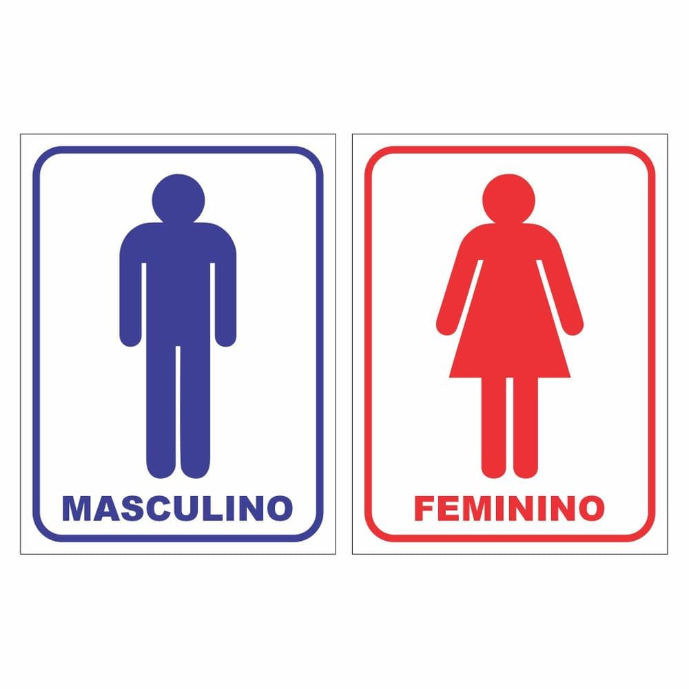 Placa Banheiro Masculino E Feminino Wc Sanitário 20X15 Ps