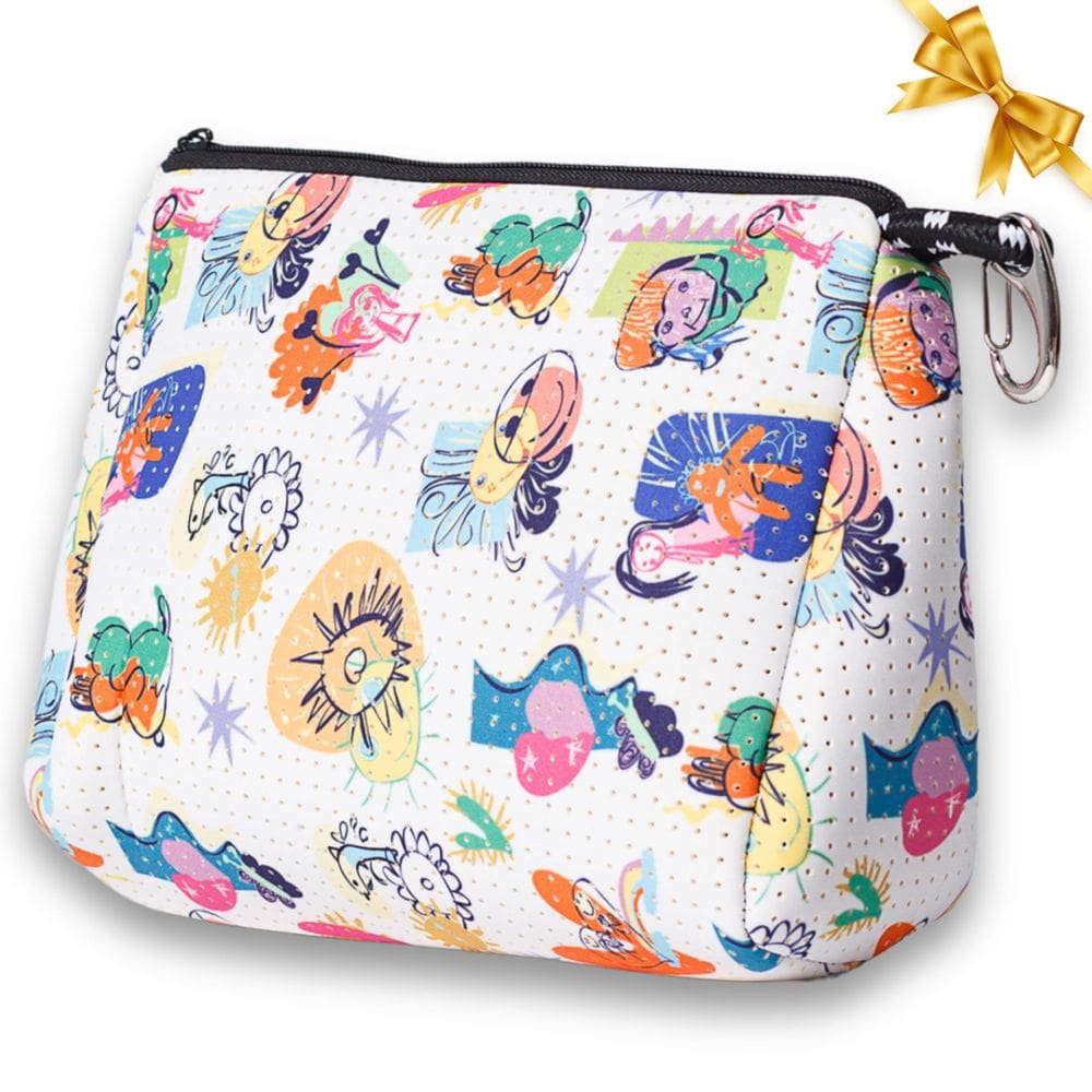 Bolsa de maquiagem POUPS Grande de Neoprene impermeável com zíper