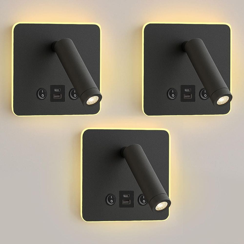 3 Arandela De Leitura Direcionável Led Usb E Usb-C Bet84