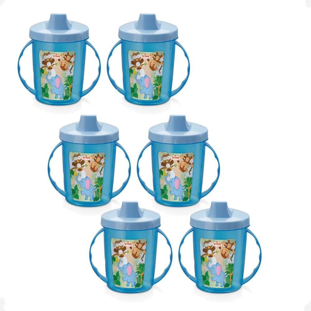 Kit 6 Copo Infantil Alças E Bico 320Ml Bichinhos 6 Meses