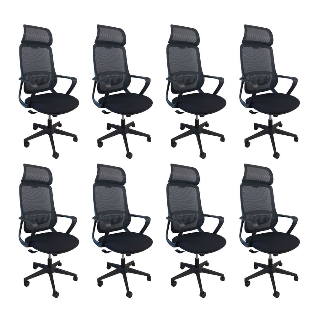 Kit 8 Cadeiras de Escritório Presidente Ergonômica Oficial Corporativa Vinci Apoio Nuca