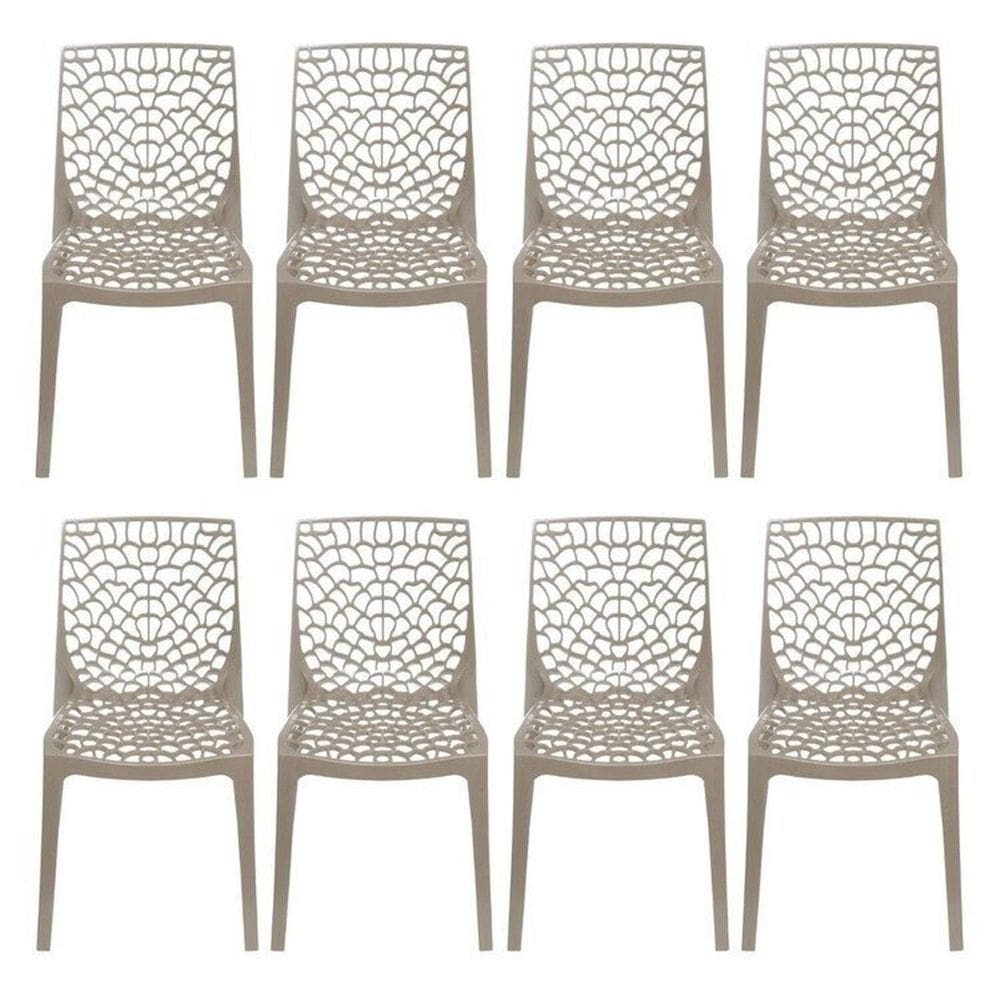 Kit com 8 Cadeiras para Sala de Cadeira Gruvyer Cinza