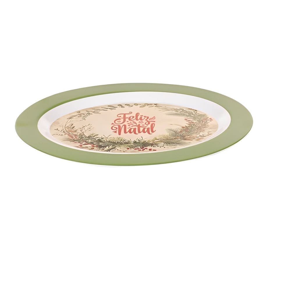 Travessa Prato Oval de Natal Em Melamina 35x25cm