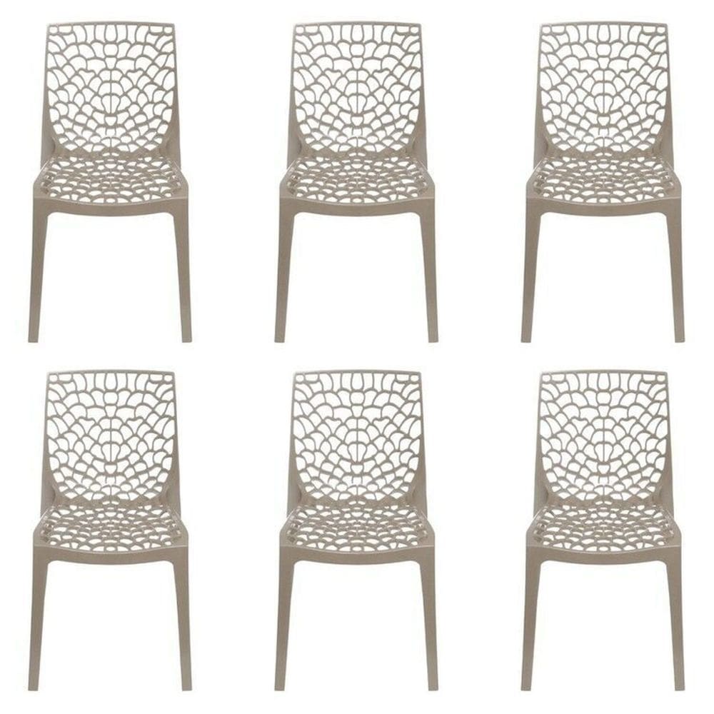 Kit com 6 Cadeiras para Sala de Cadeira Gruvyer Cinza
