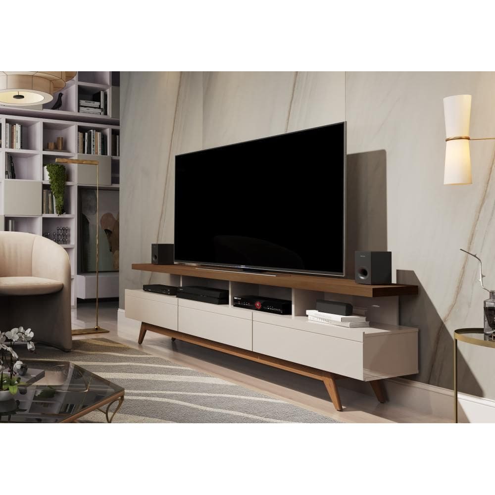 Rack com Nichos Vivare Wood 1,8 Off White/Freijó - Giga