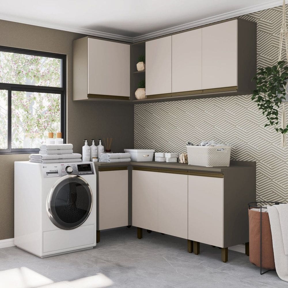 Lavanderia Modulada 5 Peças com Tampo Connect Duna/Cristal