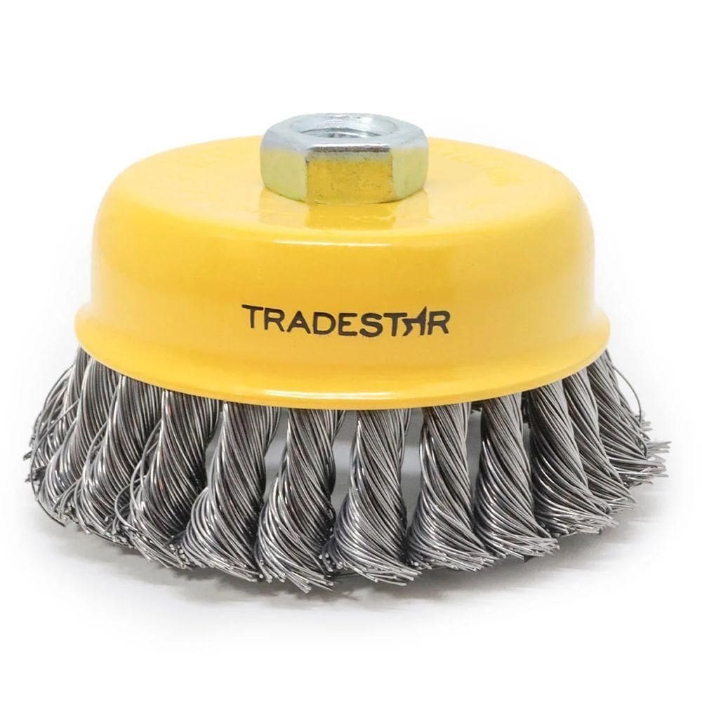Escova Copo 2.1/2`` Aço Torcido Rosca M14 Tradestar