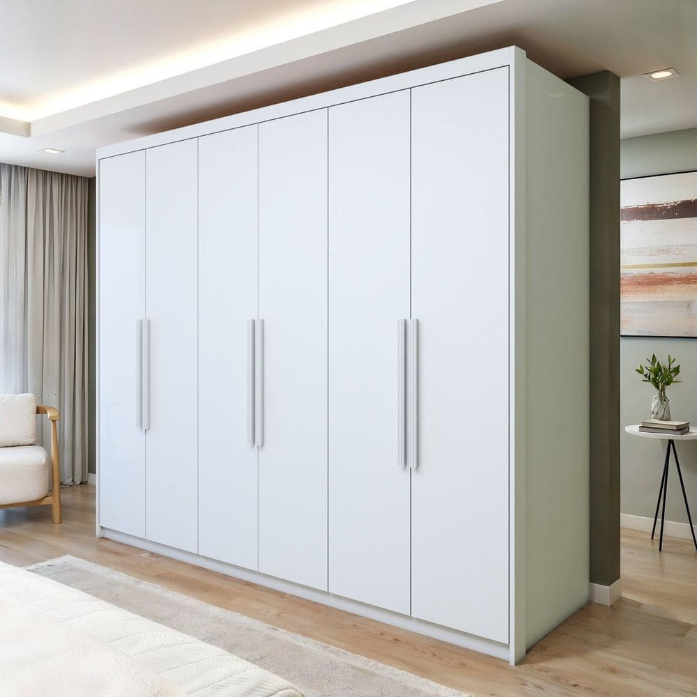 Guarda-roupa 6 Portas 5 Gavetas Áries Branco