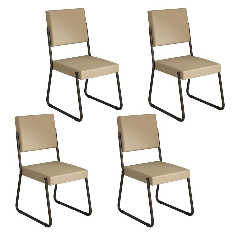 Kit 4 Cadeiras para Sala de Jantar Napoli Creme / Preto Fosco