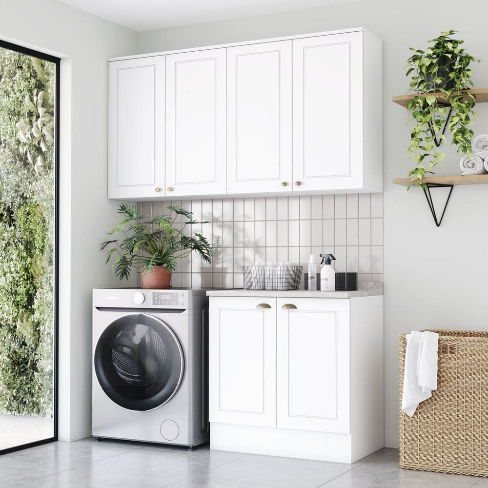 Lavanderia Modulada 03 Peças com Tampo Emily Espresso Móveis Branco