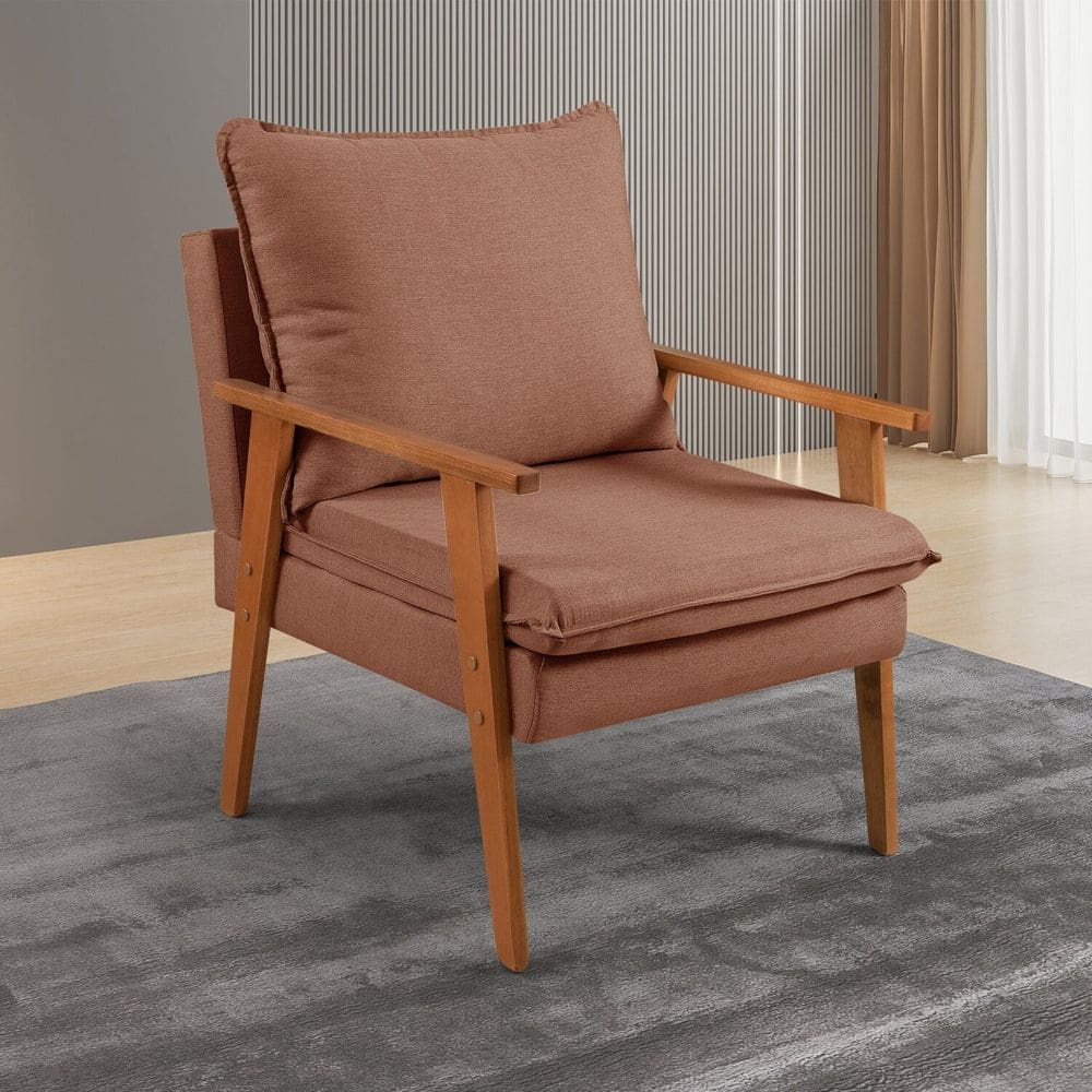 Poltrona para Sala de Estar Decorativa Linho Efatá Marrom