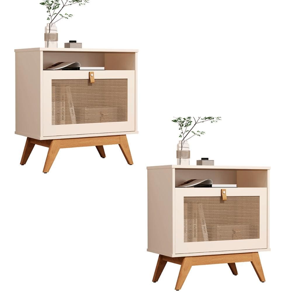 Kit 2 Mesa de Cabeceira Camu-Camu New e Pés Madeira Maciça