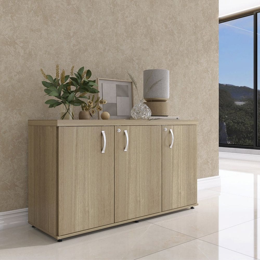 Armário 3 Portas Pivotante Credenza Noce Naturalle