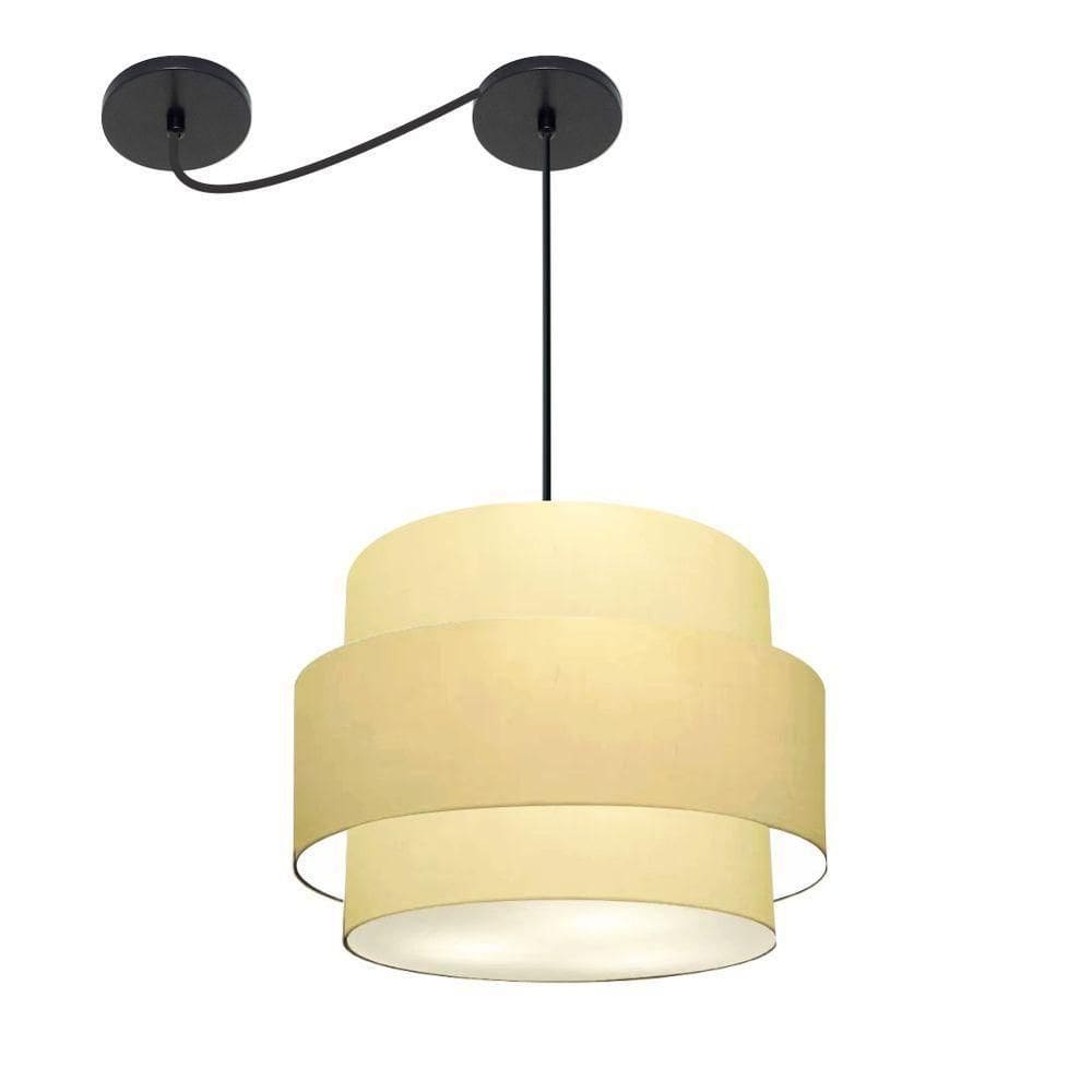 Lustre Sala De Jantar Com Desvio Vivare Md-4398 Cúpula Em Tecido 45cm Algodão-crú 127/220v
