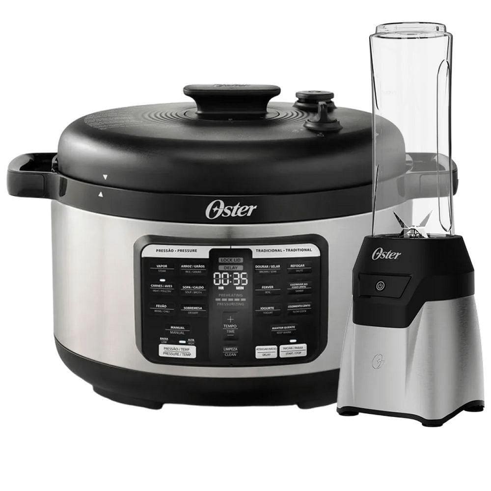 Kit Blender Power Inox e Panela de Pressão 5,7L Oster - 110V