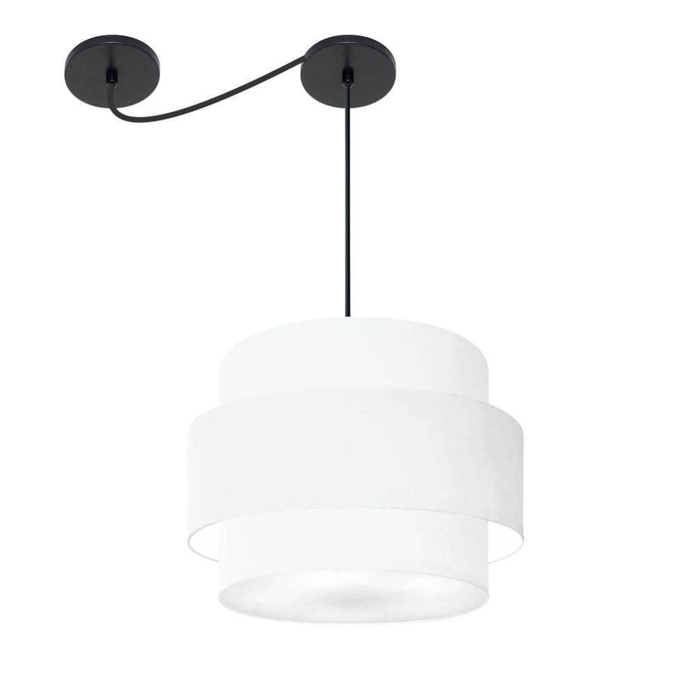 Lustre Sala De Jantar Com Desvio Vivare Md-4398 Cúpula Em Tecido 45cm Branco 127/220v