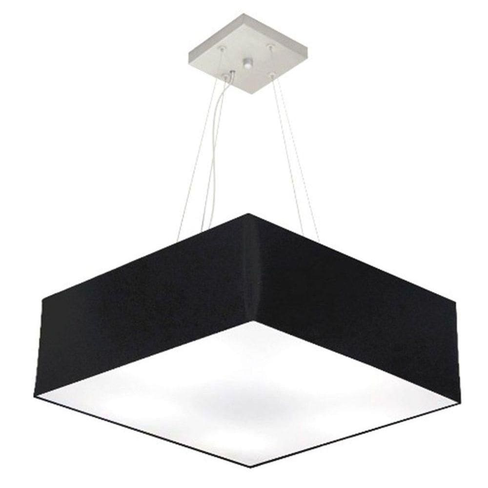 Lustre Pendente Quadrado Vivare Md-4137 Cúpula Em Tecido 15/70x70cm - Bivolt Preto 127/220v