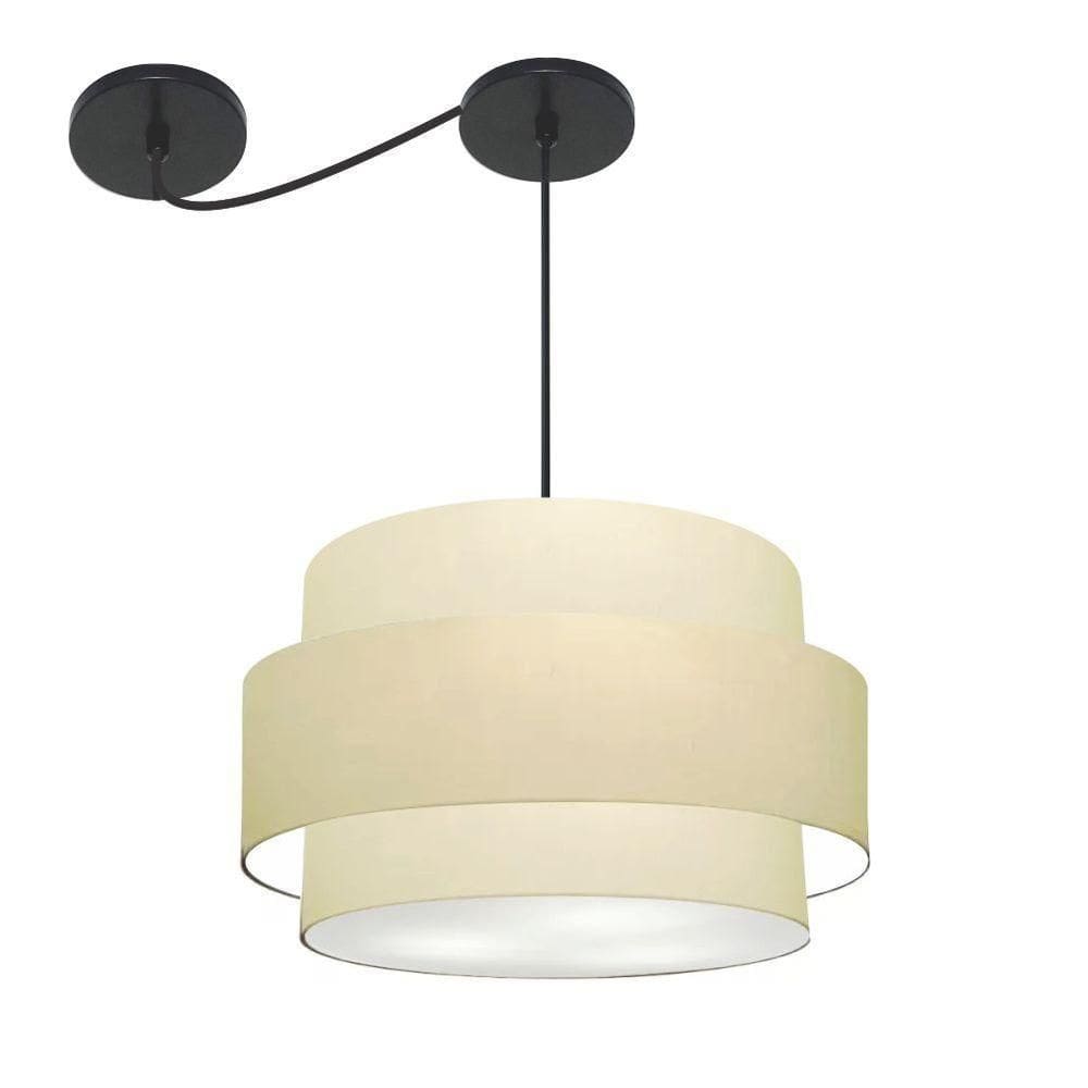 Lustre Sala De Jantar Com Desvio Vivare Md-4399 Cúpula Em Tecido 50cm Algodão-crú 127/220v