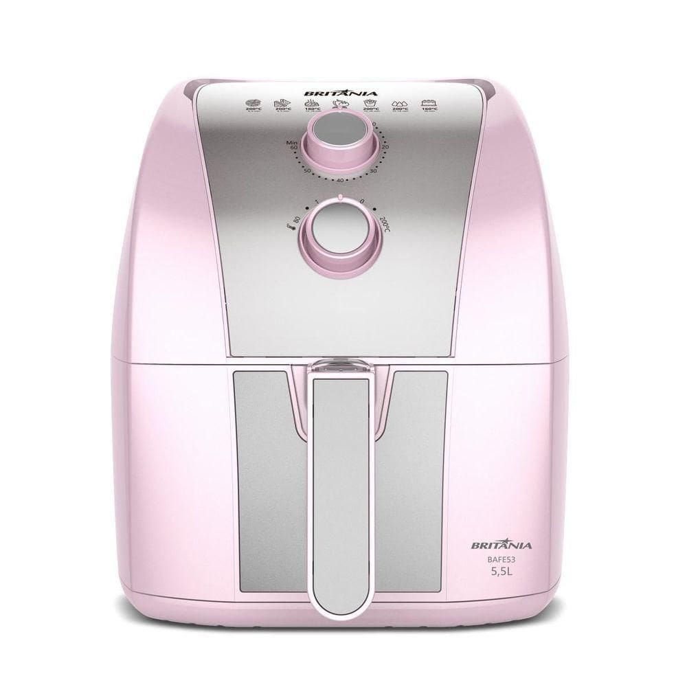 Air Fryer Rosa Britânia 5,5L Sem Óleo 1500W BAFE53 220V