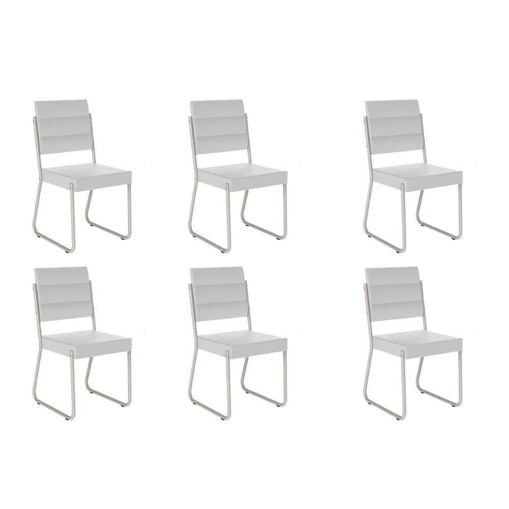 Cadeira Sala De Jantar 1736 Kit 6 Uni Prata-courino Branco - Carraro